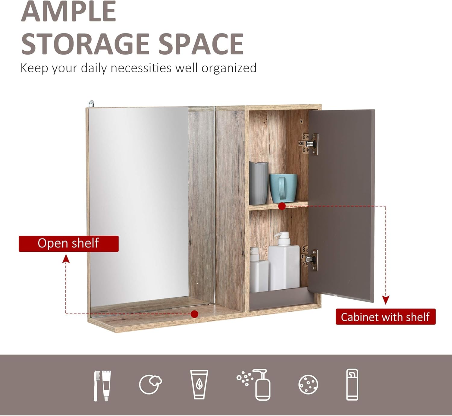 wall bathroom cabinet with shelf and cupboard