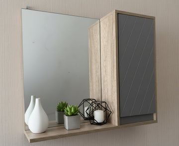 wall mounted cabinet with mirror and storage