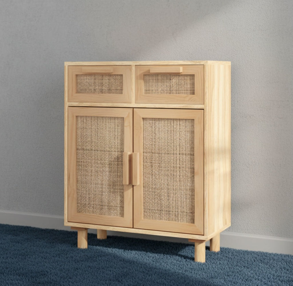 rattan sideboard with storage in Scandinavian style