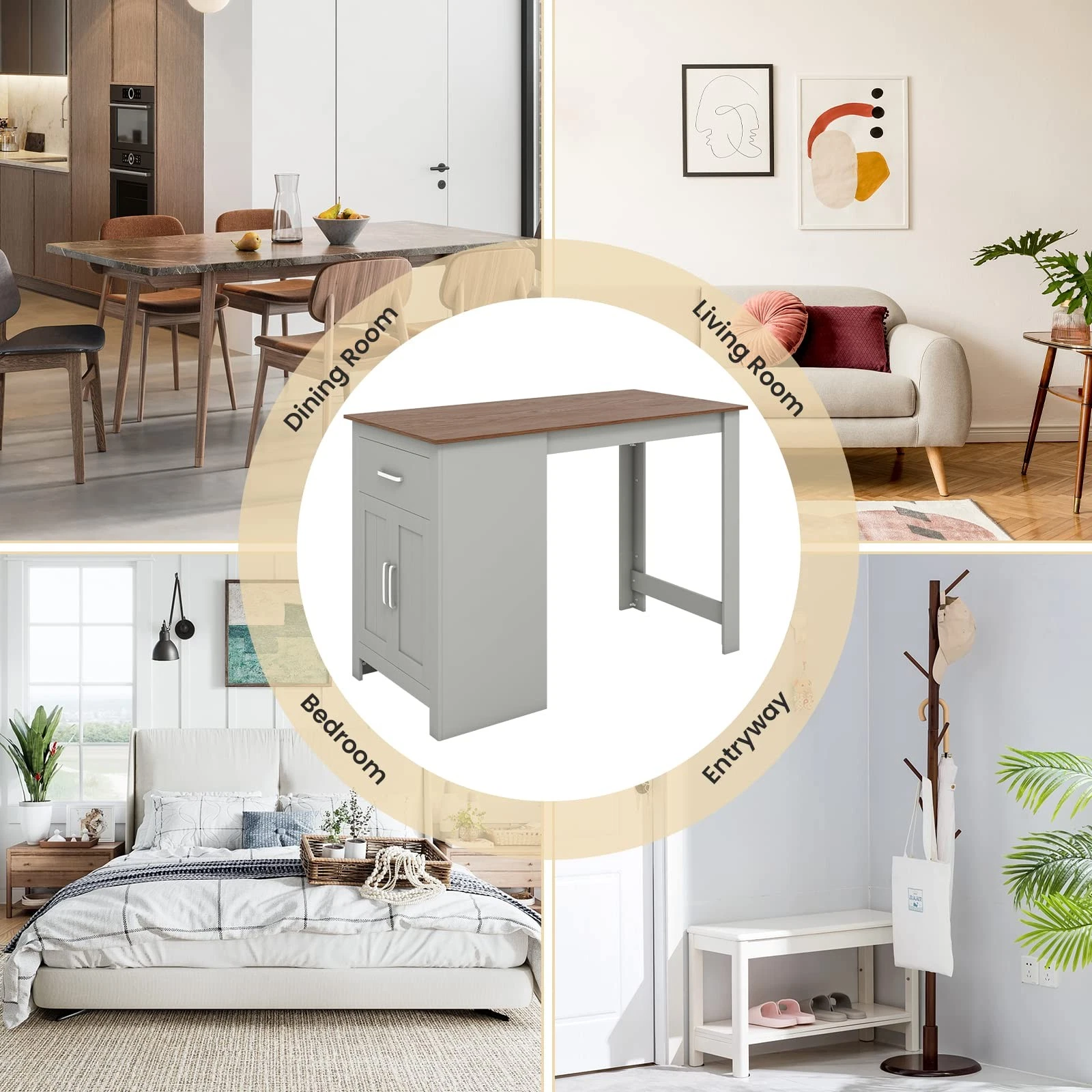 Counter height grey bar table for small kitchens