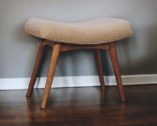 Curved Boucle Dressing Table Stool-myuniquefurnishings.co.uk