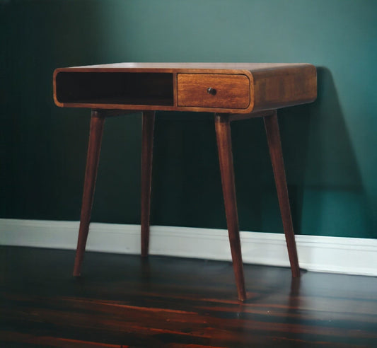 Curved Writing Desk In Dark Finish-myuniquefurnishings.co.uk