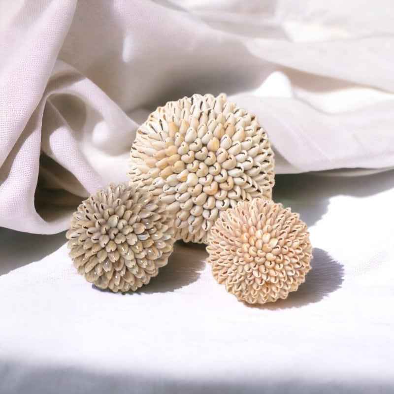 Decorative Cowrie Shell Ball Coastal Nautical Ornament