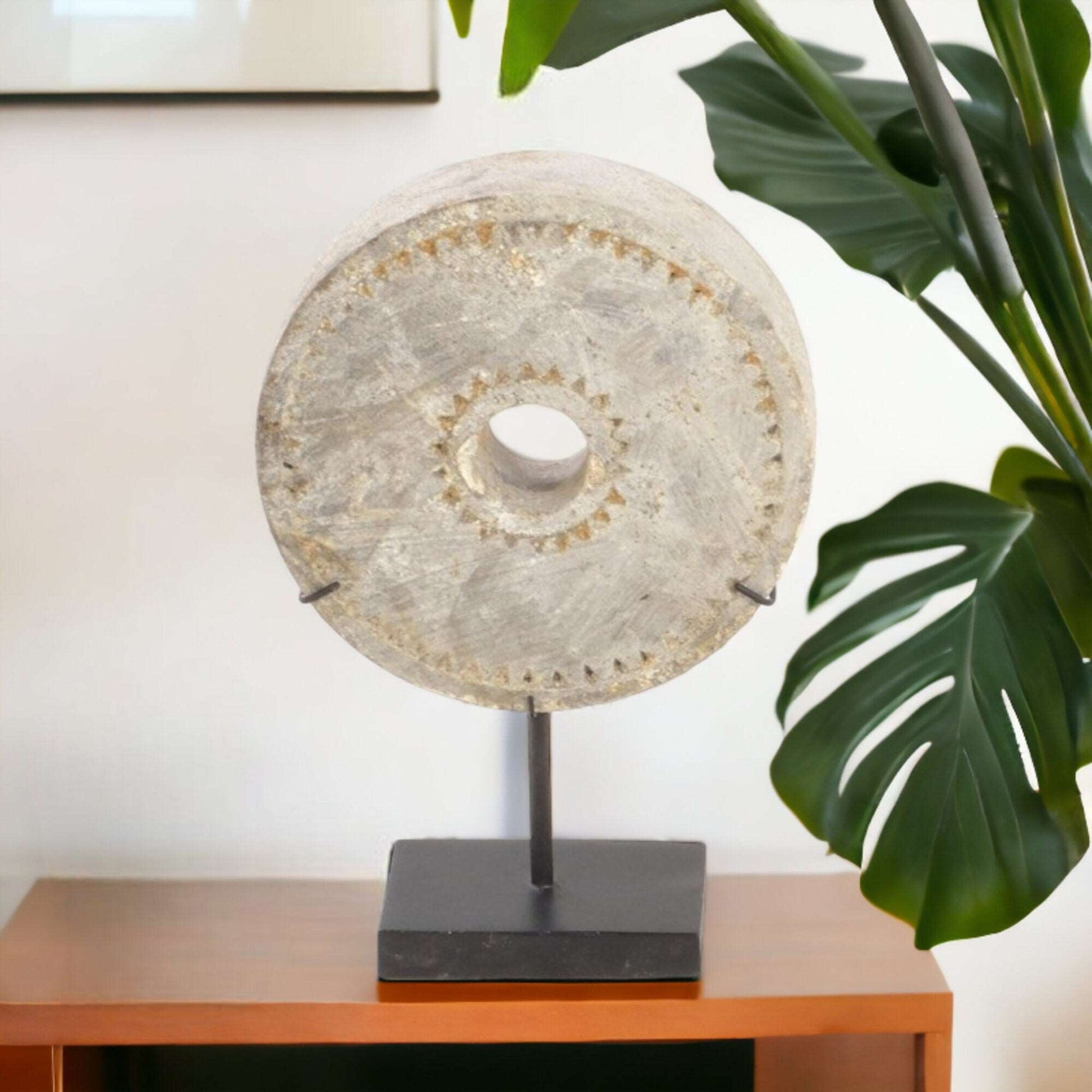 Decorative Stone Disc On Stand-myuniquefurnishings.co.uk