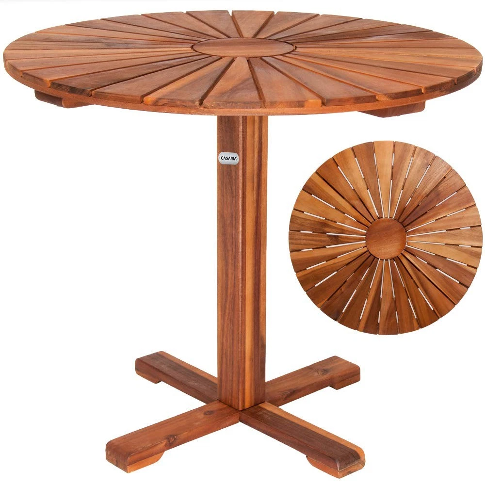 solid oiled acacia wood dining table in round shape