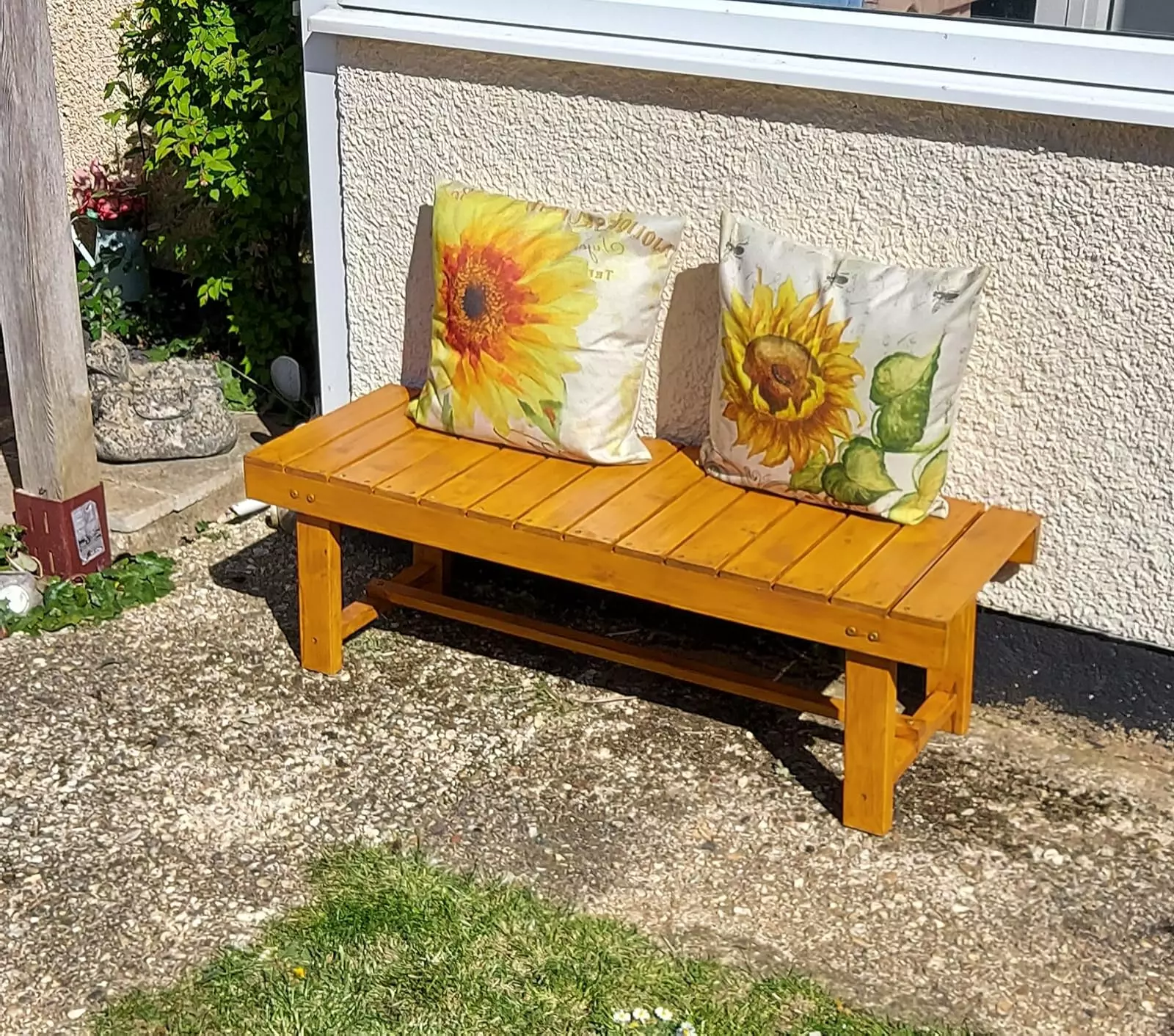 solid wood garden bench with natural finish - My Unique Furnishings