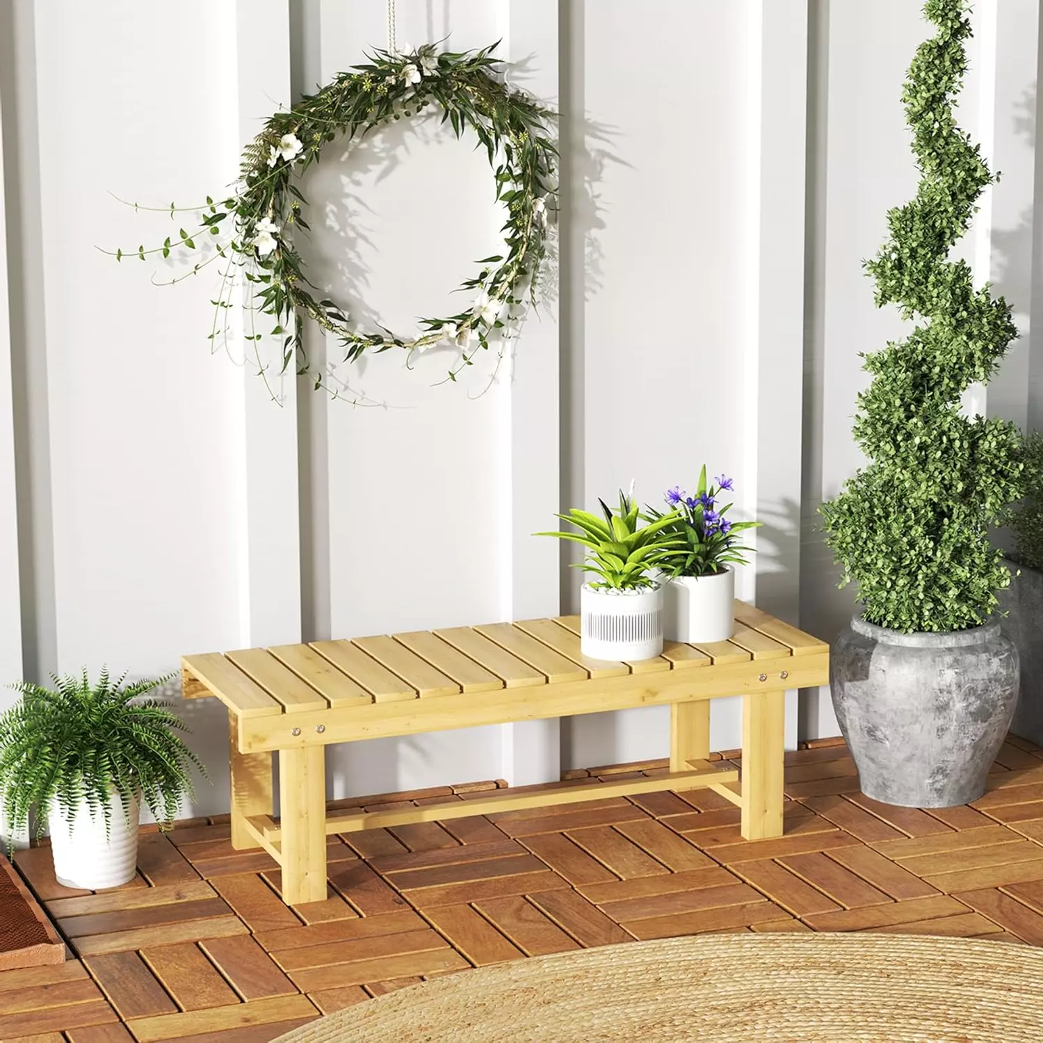 slat design seating bench for garden and patio - My Unique Furnishings