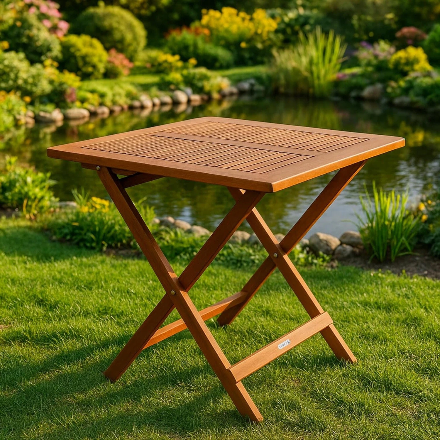acacia wood garden dining table with foldable design