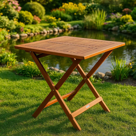 acacia wood garden dining table with foldable design
