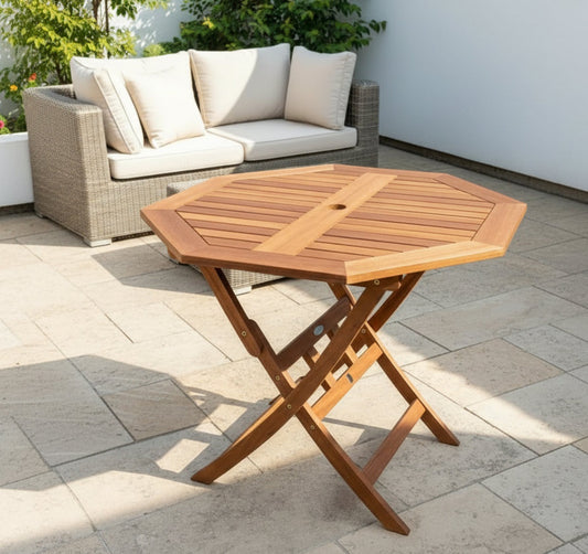 Folding wooden garden dining table made from solid acacia wood