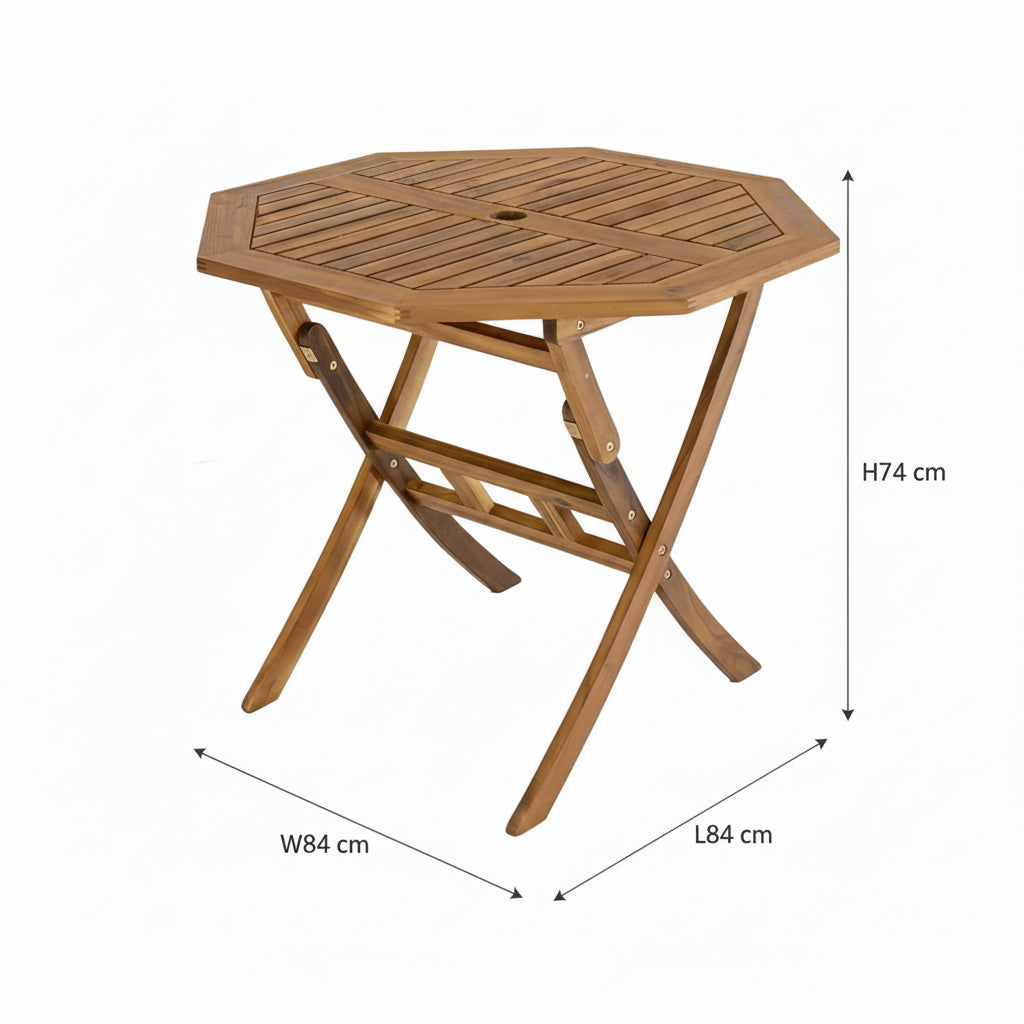 Solid hardwood garden dining table with foldable design