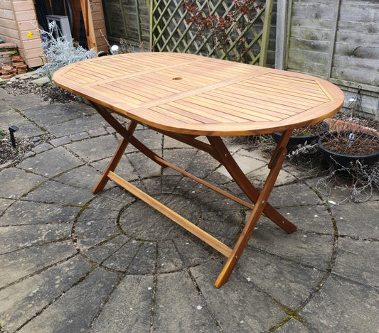 garden wooden dining table with foldable design