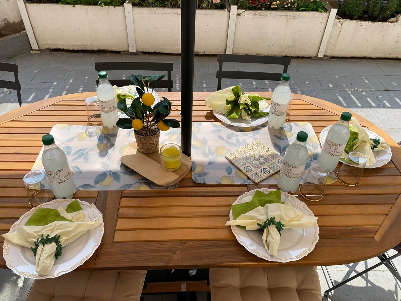 durable acacia wood garden furniture with umbrella hole 