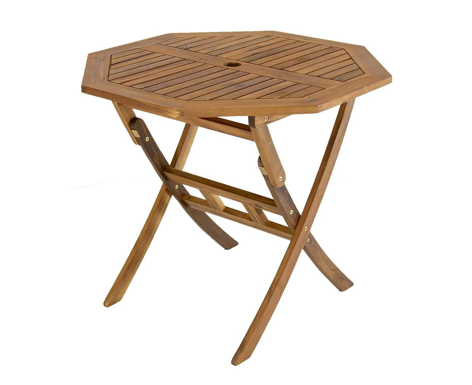 Folding acacia wood garden table with parasol hole
