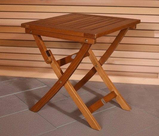Folding wooden garden side table made from eucalyptus wood