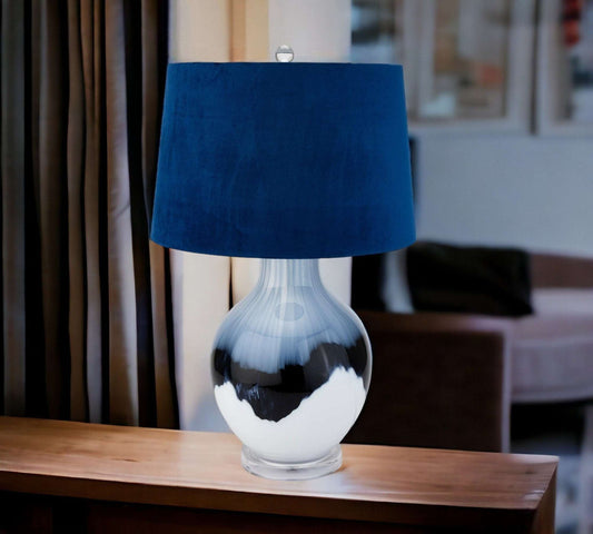 Glaze Table Lamp With Velvet Shade-myuniquefurnishings.co.uk