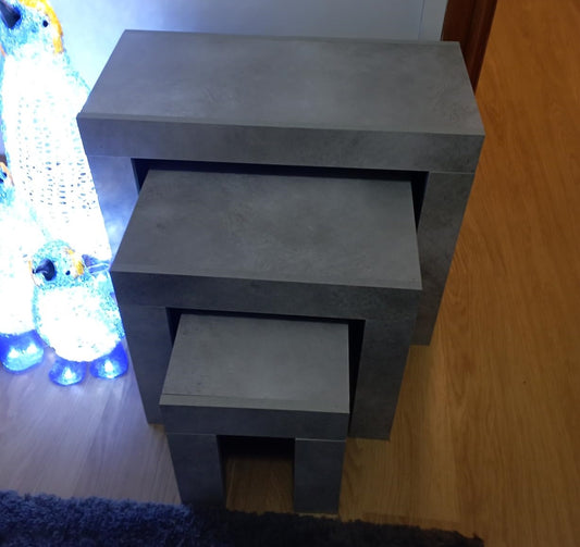 set of 3 nesting tables in grey colour with rectangular shape