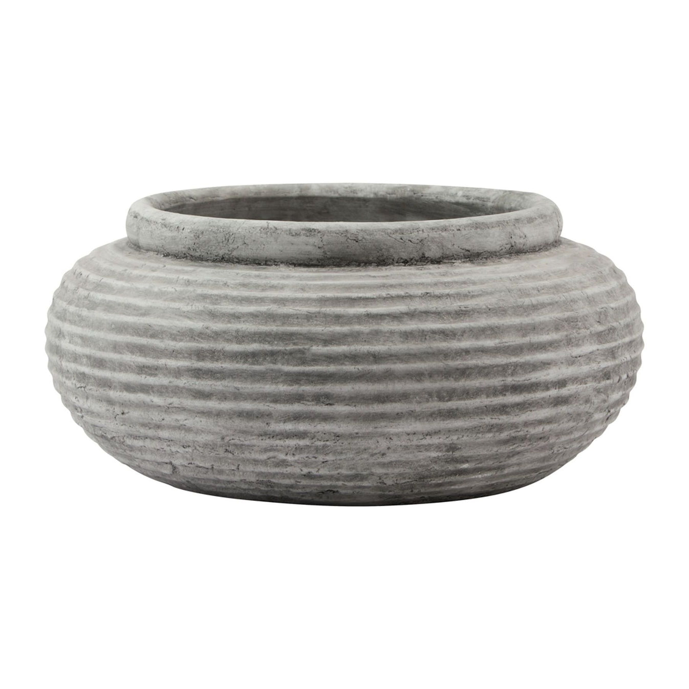 Grey Rounded Ribbed Planter Indoor Or Outdoor Water Pot