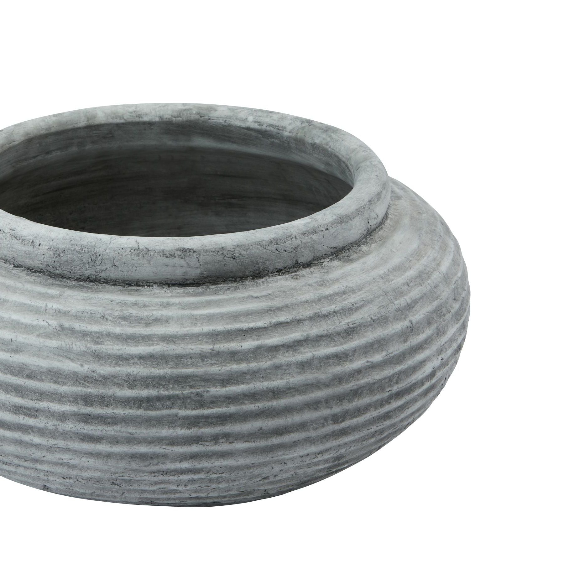Grey Rounded Ribbed Planter Indoor Or Outdoor Water Pot