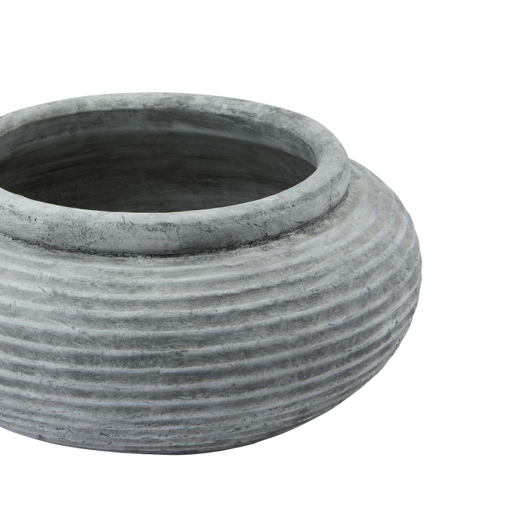 Grey Rounded Ribbed Planter Indoor Or Outdoor Water Pot