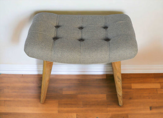 Grey Tweed Stool In Oak-myuniquefurnishings.co.uk