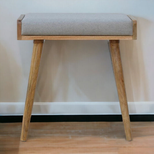 Grey Tweed Top Footstool In Oak-myuniquefurnishings.co.uk