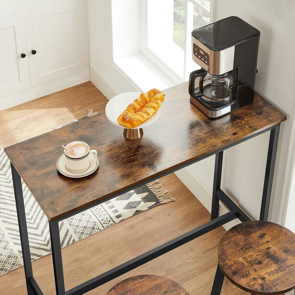 industrial dining furniture set 3 pieces with black base