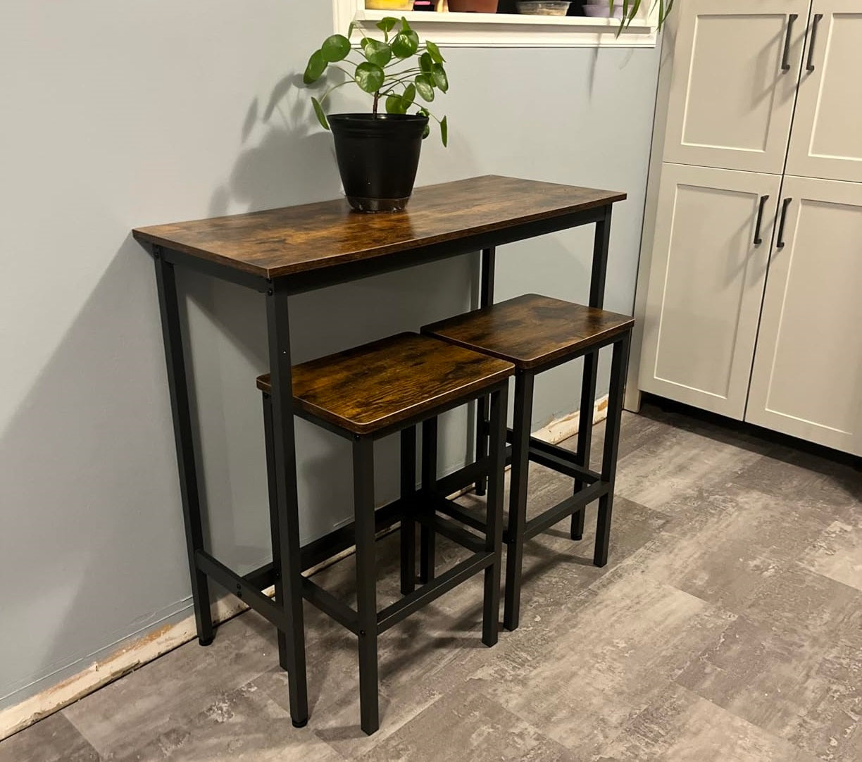 Industrial Style Bar Table and 2 Stools
