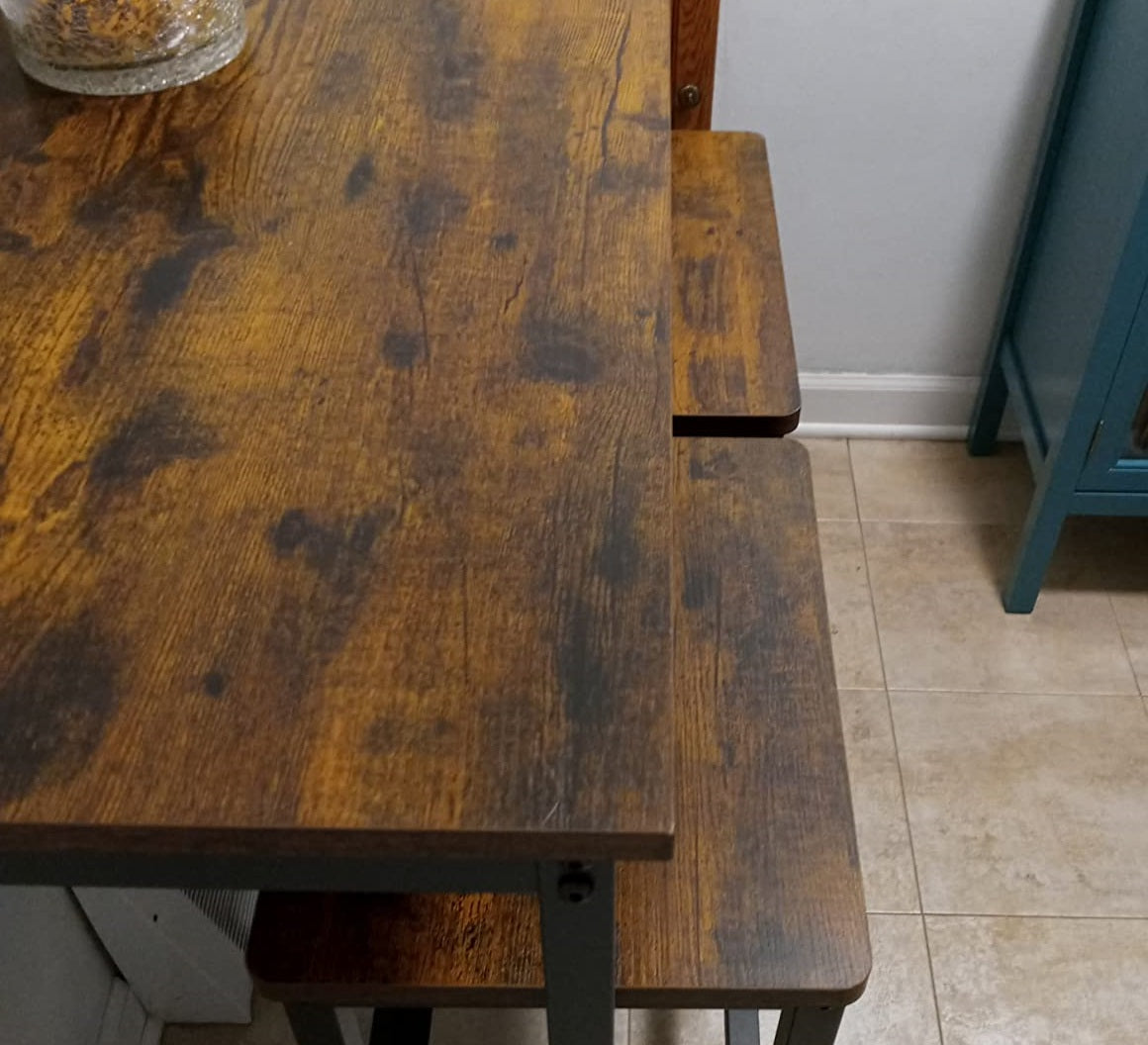 wooden top dining furniture set with metal frame