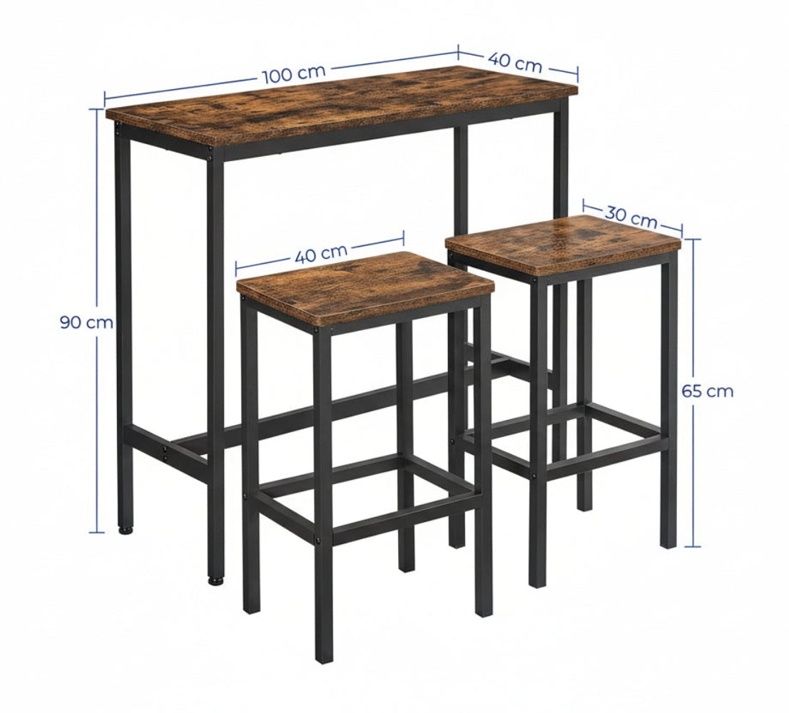 bar table and chairs set in dark wood tone for dining room
