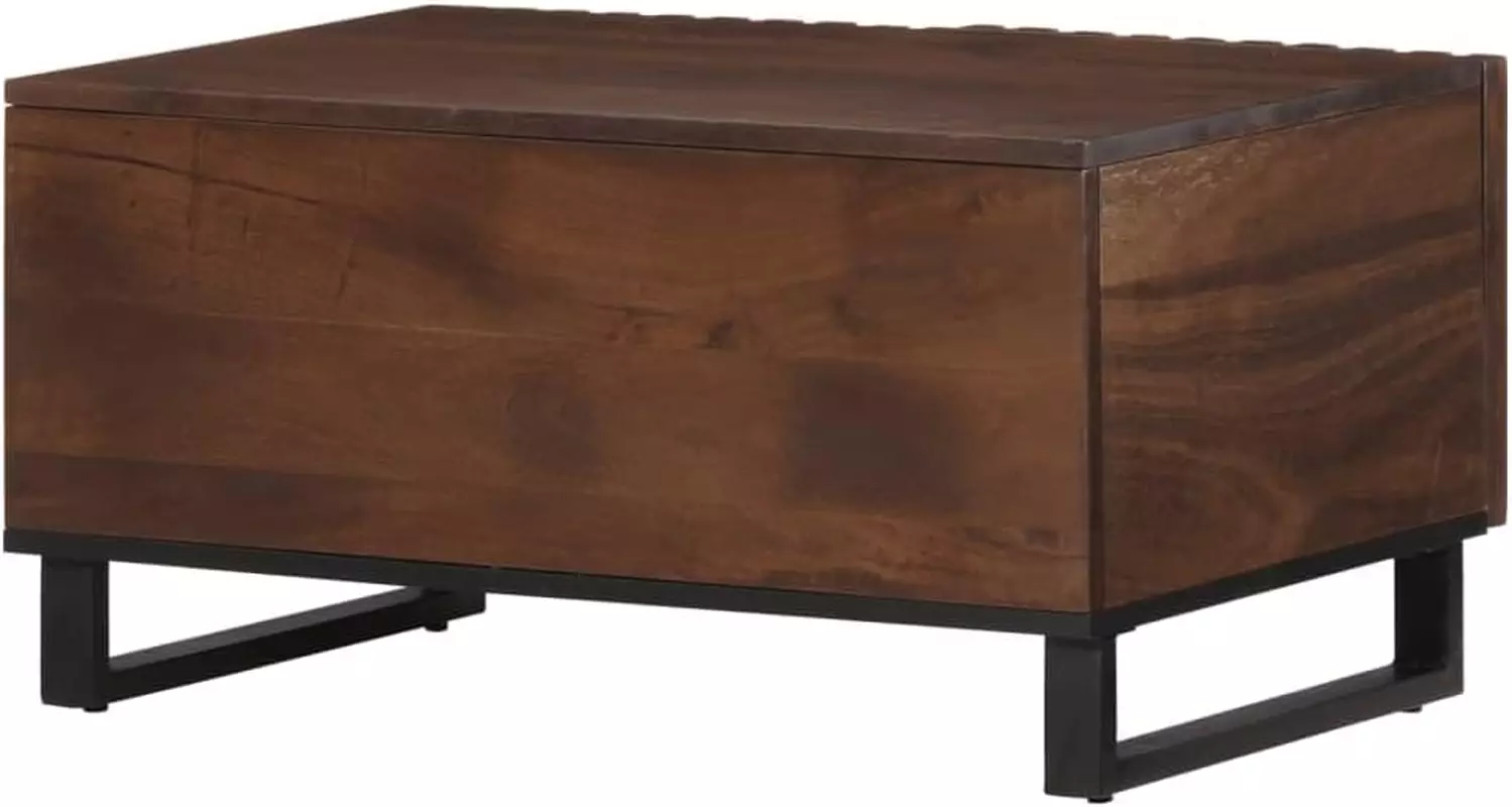 dark brown coffee table with black legs in industrial style