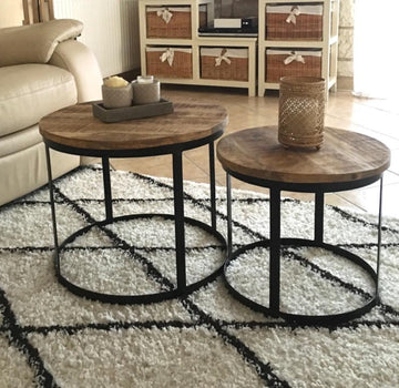 industrial coffee table set of 2 pair