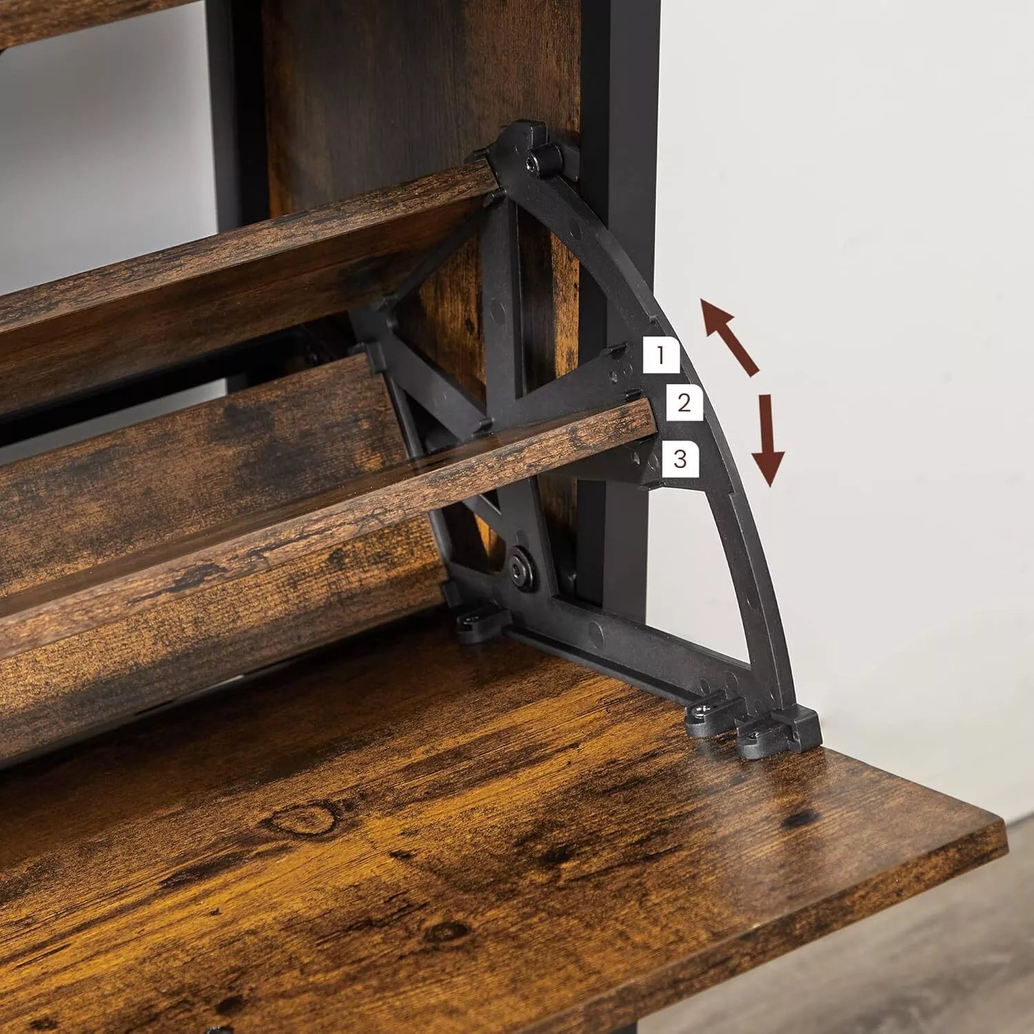 industrial shoe rack with storage compartments