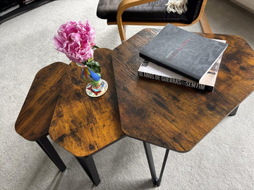 Industrial nesting tables set of 3 rustic side coffee tables