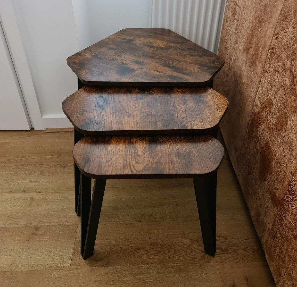 Modern industrial nesting tables with durable metal frame