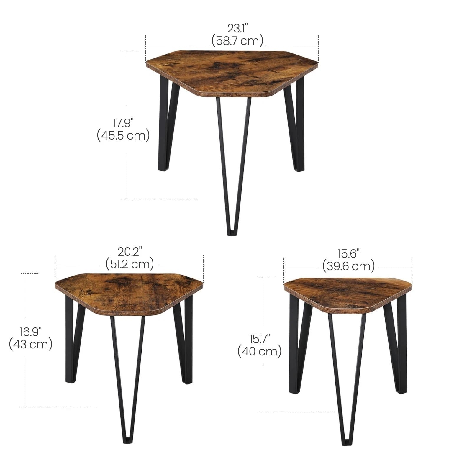 wooden top sofa side nested tables with stackable design