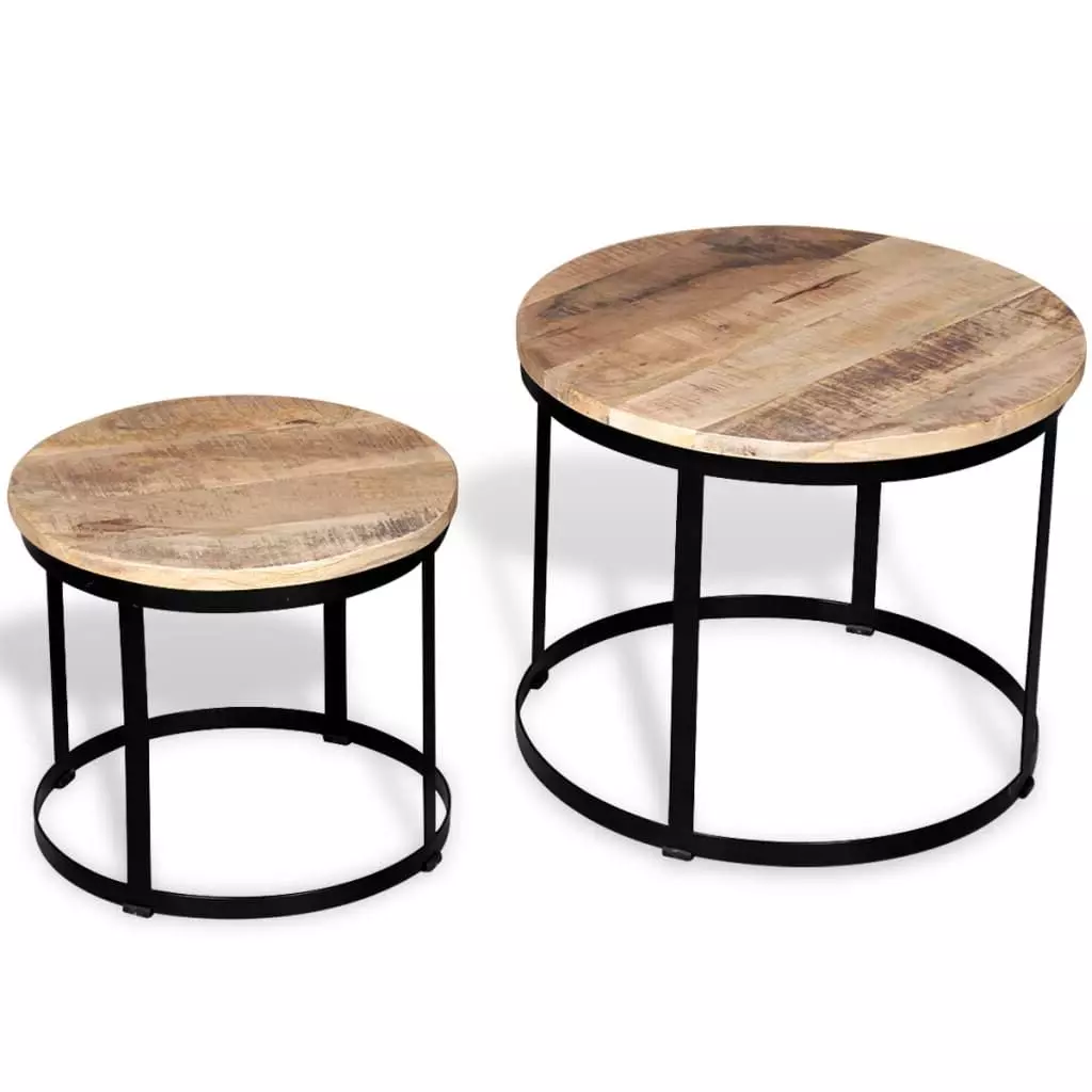 solid mango wood top side tables with iron base