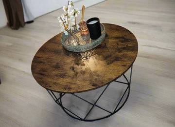 industrial coffee table with diamond shape base