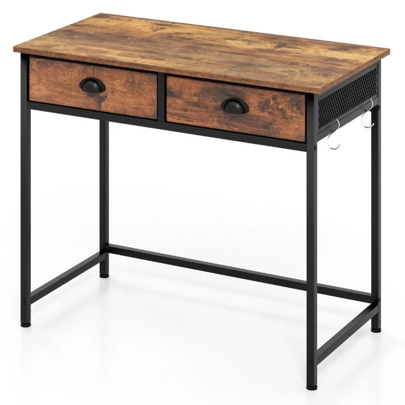 Compact industrial laptop desk for home office workspace