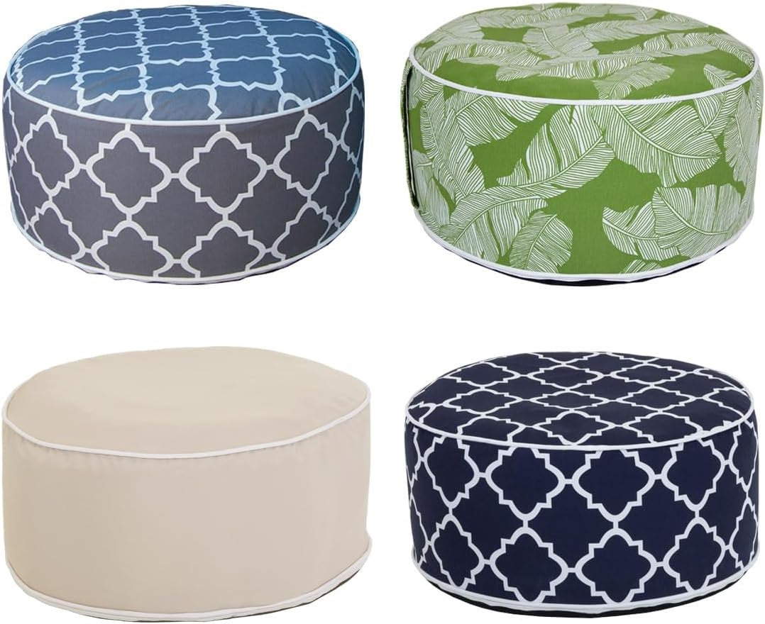 Portable inflatable footstool with removable inner and easy-clean cover