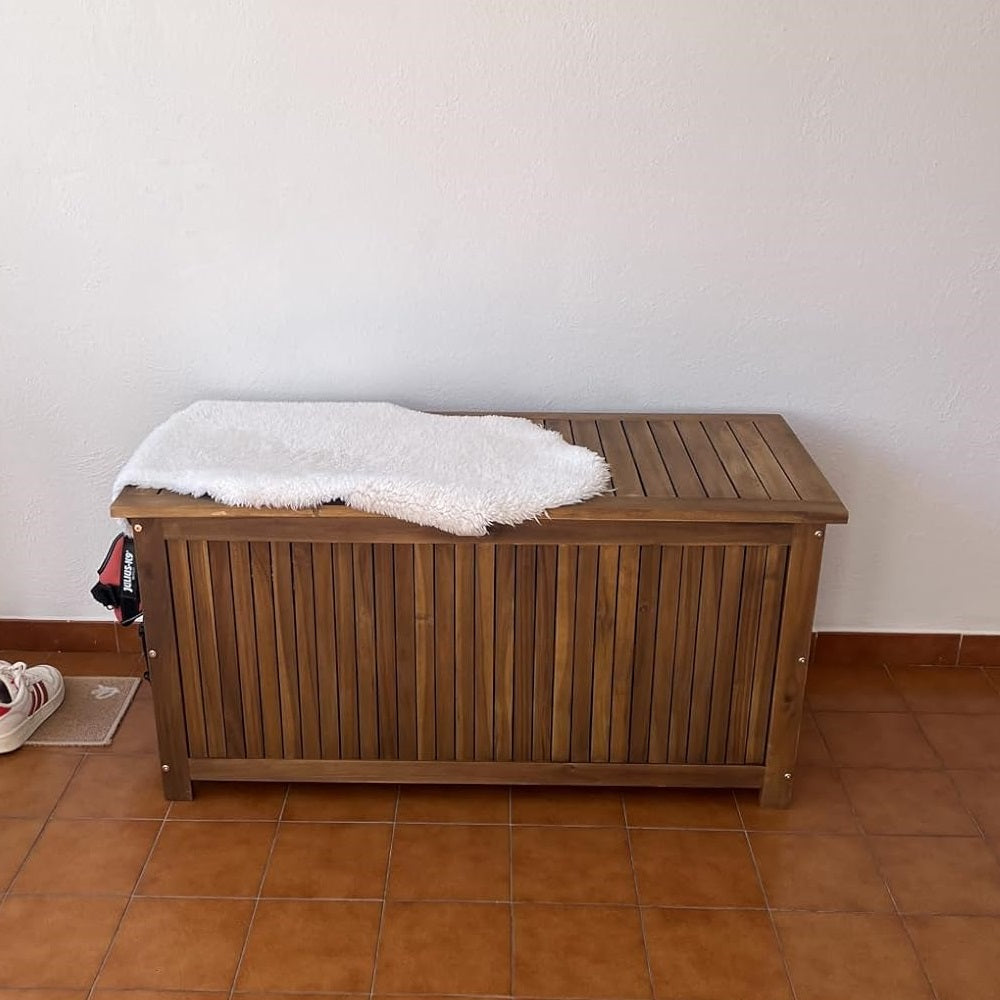 garden storage box made from solid acacia wood
