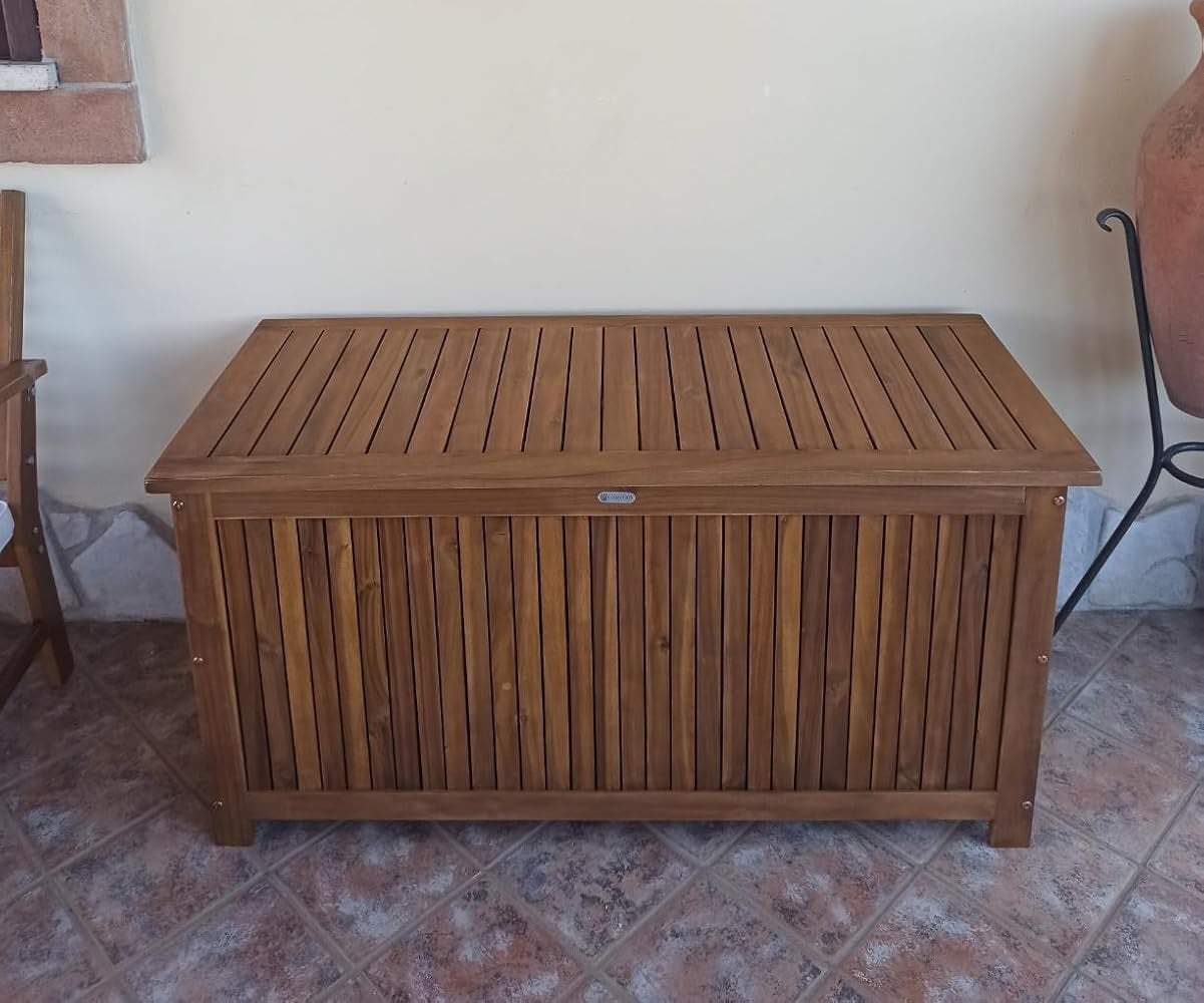 large wooden trunk in rustic style for outdoor space