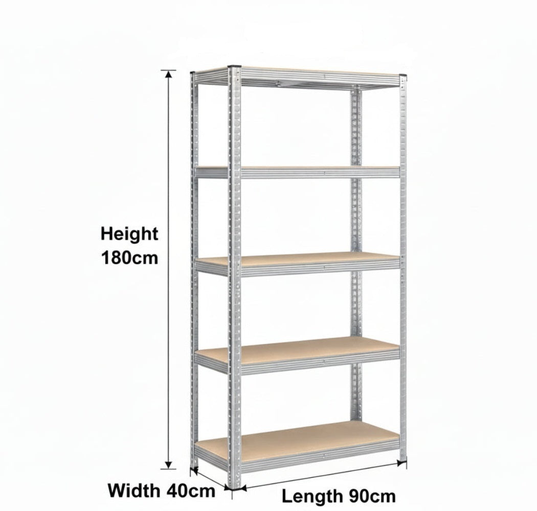 Garage storage shelving system with 175kg per shelf load capacity