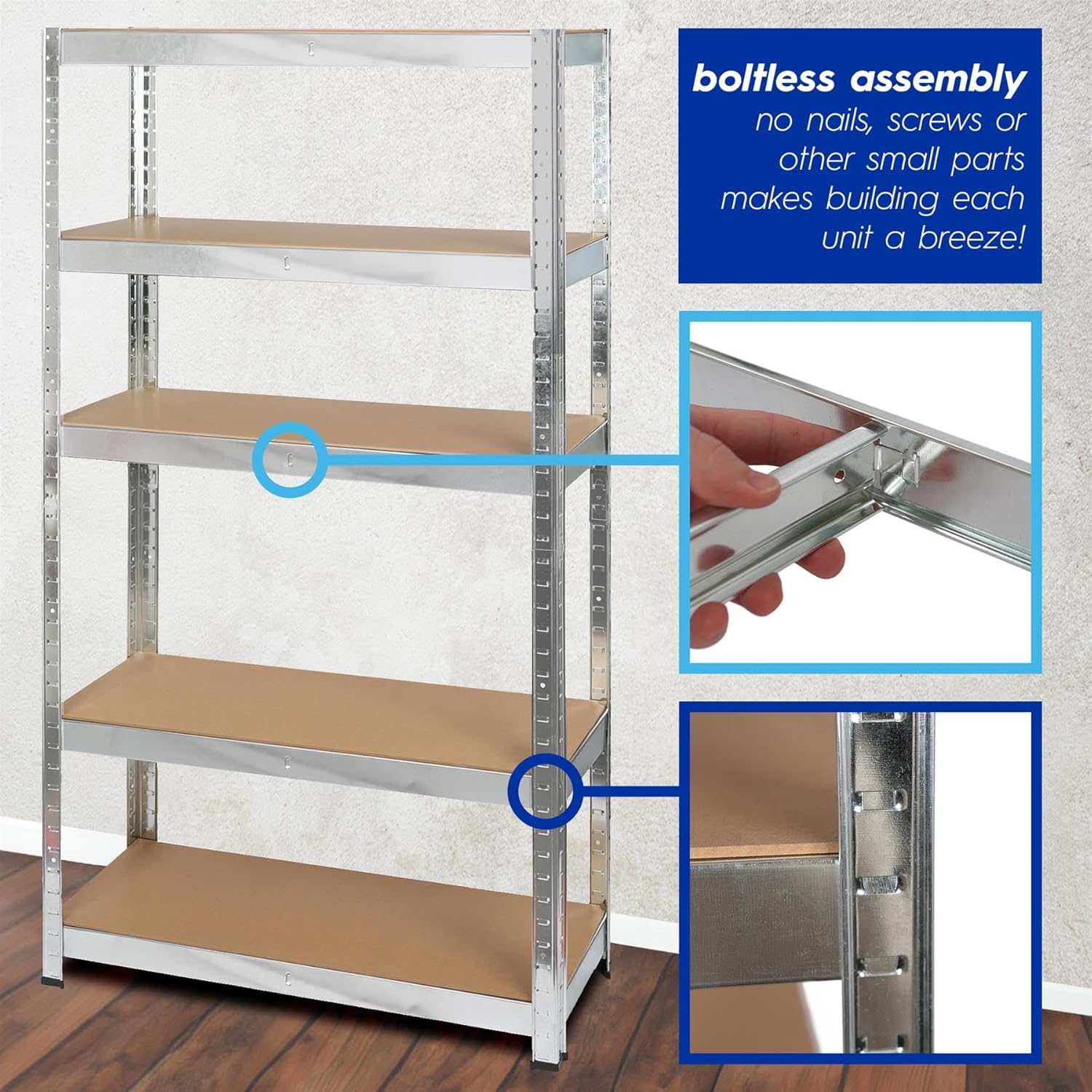 galvanised steel shelving unit with 5 shelves for garage