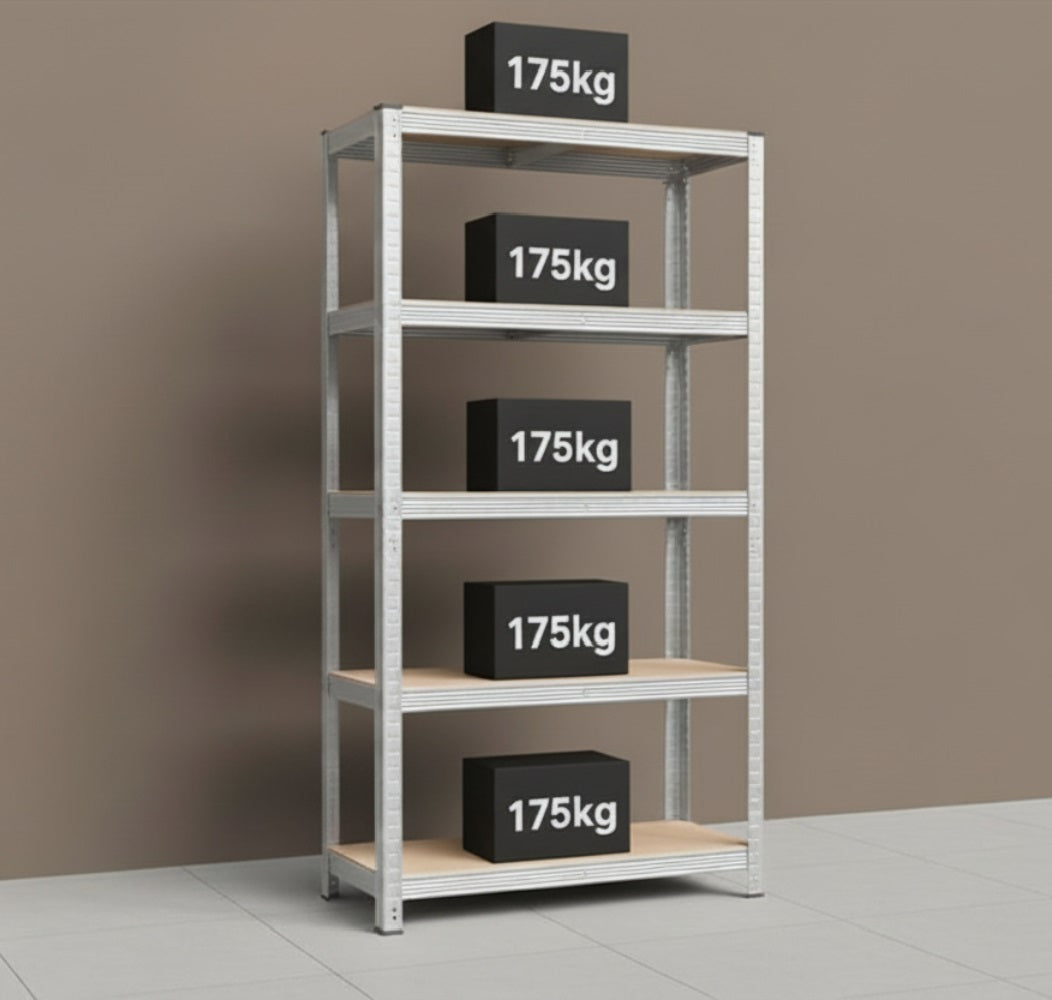 Galvanised steel storage racking with adjustable MDF shelves 875kg capacity