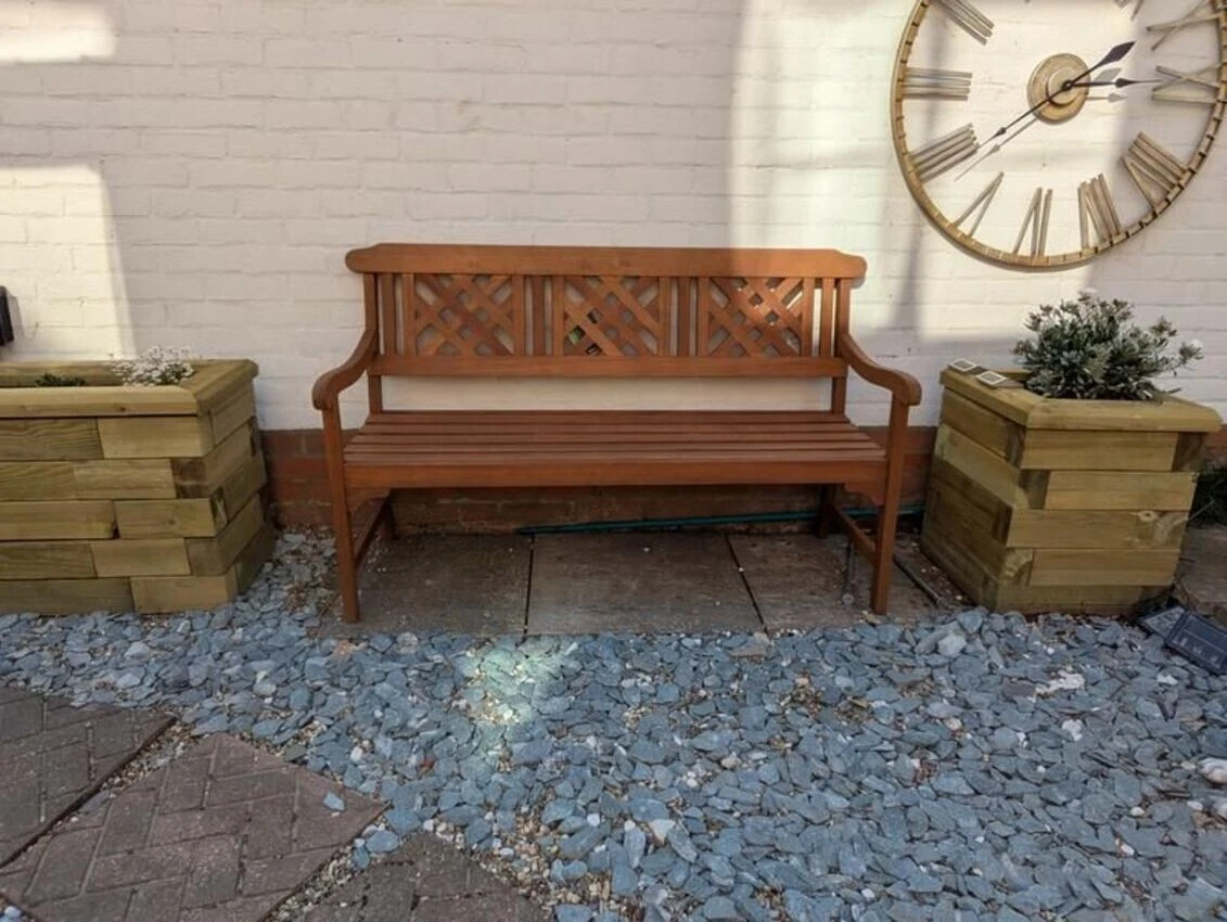 wooden seating bench for patio or garden
