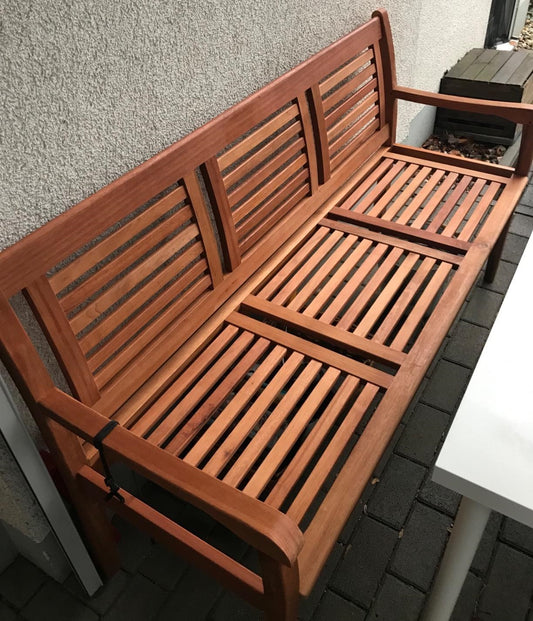 large wooden garden bench for 3 people made from solid wood