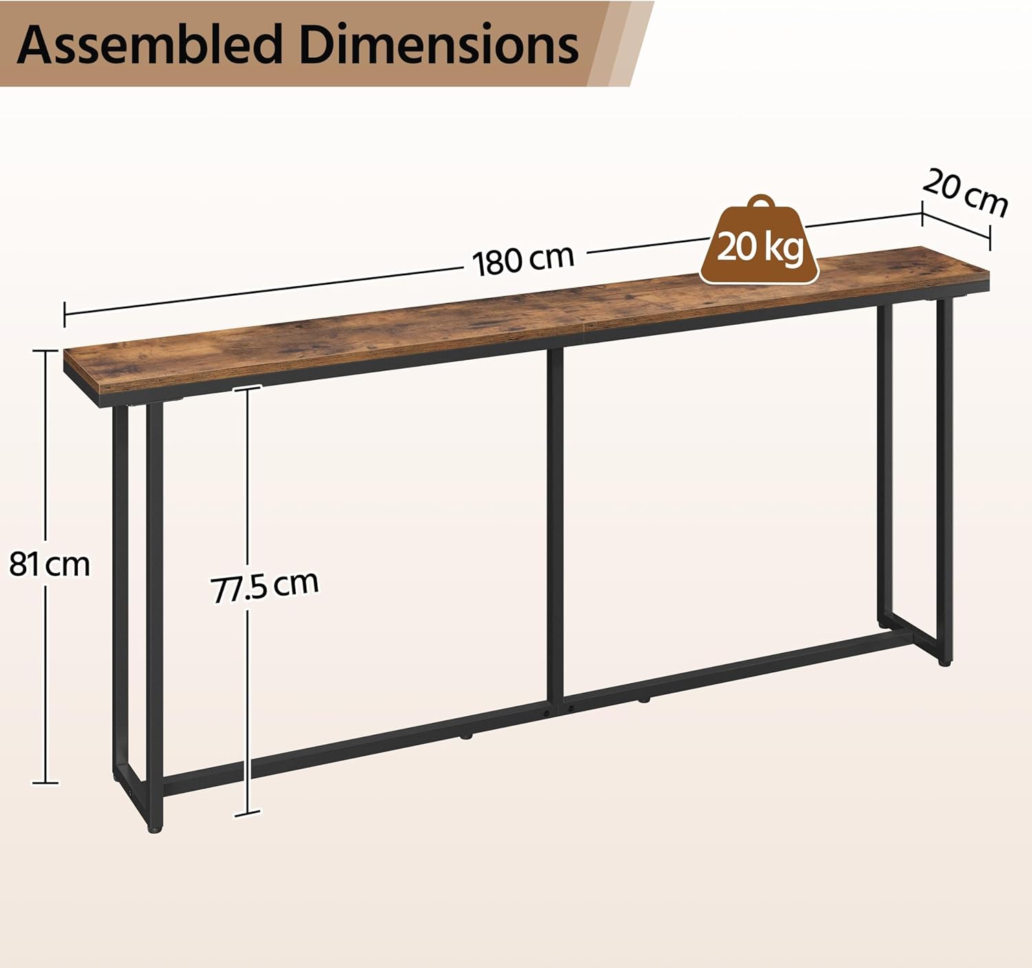 industrial hallway table with 20kg capacity