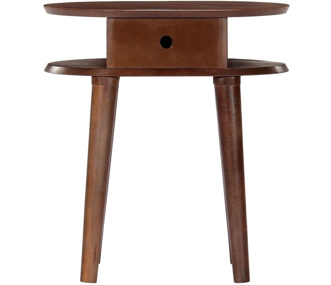 solid wood nightstand with drawer in retro style