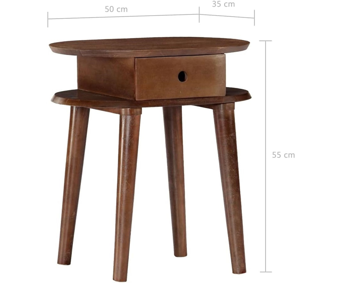 vintage retro nightstand in dark wood tone for bedroom